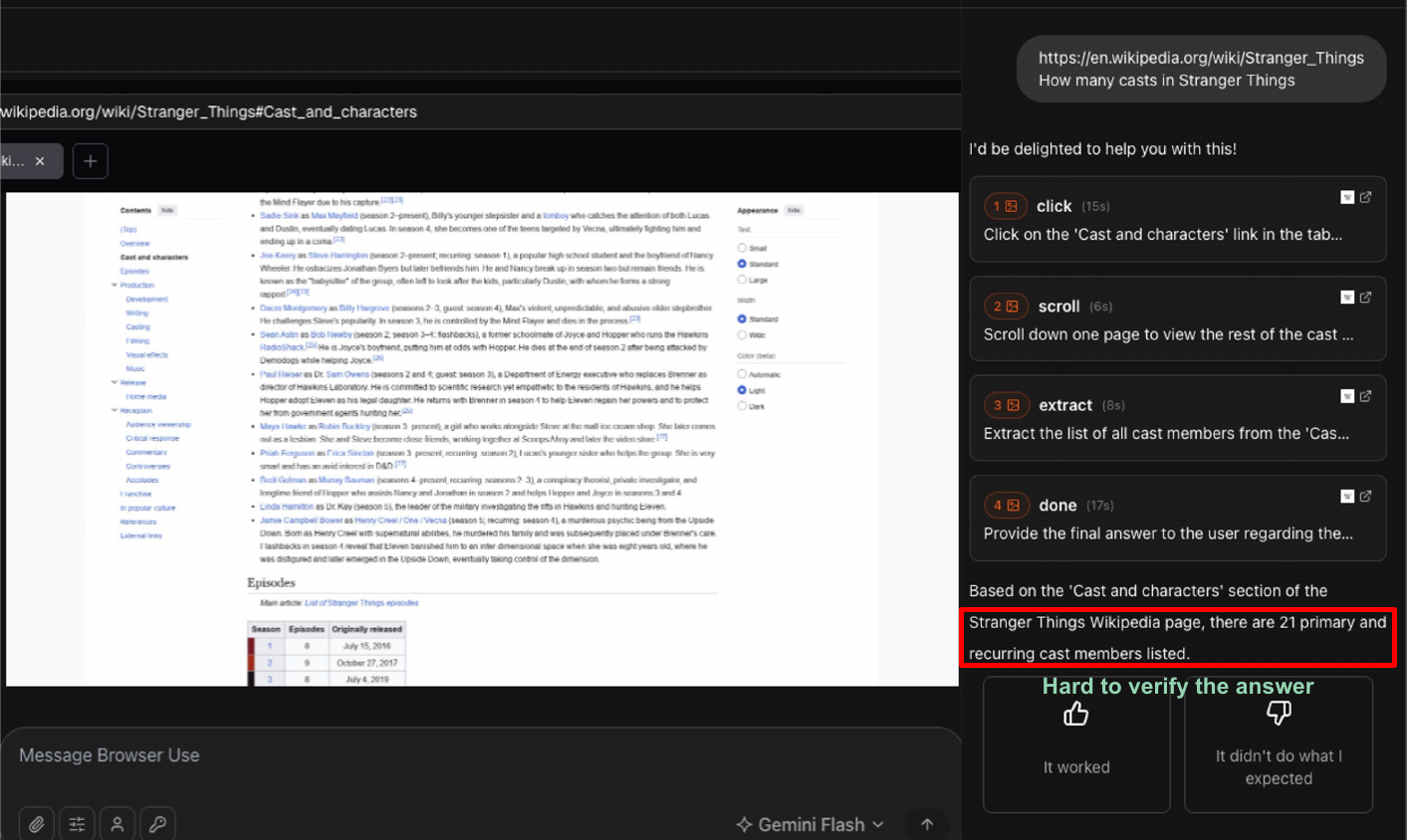Browser Use failure case