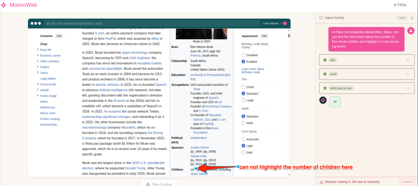 Molmo Web failure case