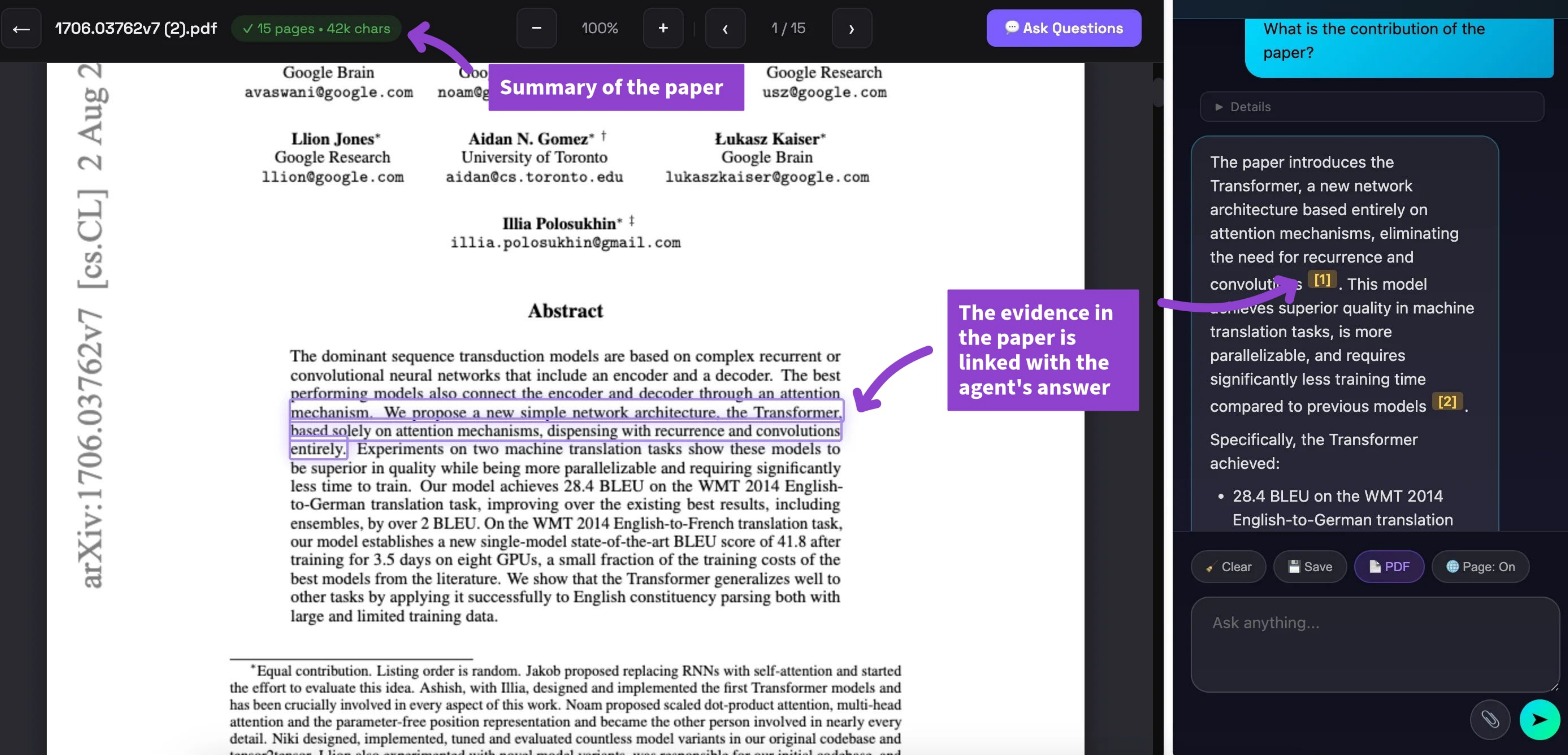PDF Reading feature example